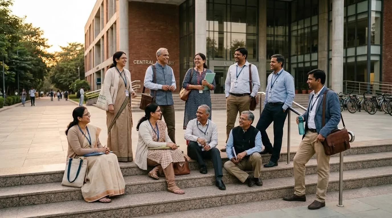 AAKAAR faculty on the library steps